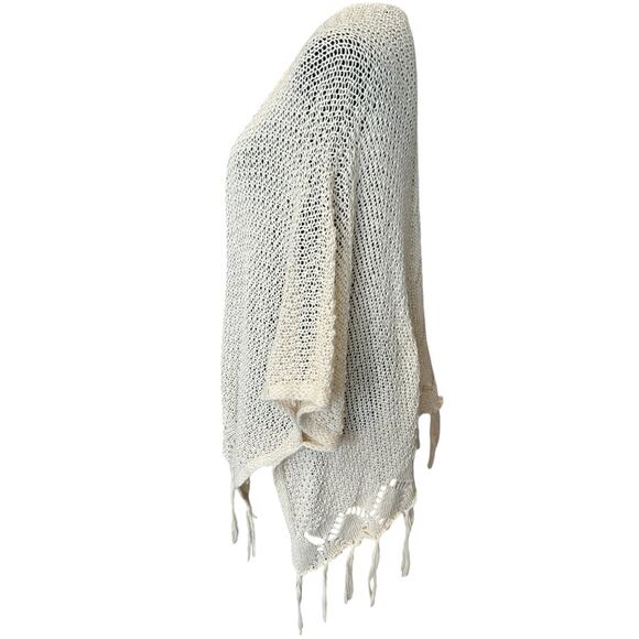 * New ~ VINCE CAMUTO ~Women's Cream Open Front Dolman Fringe Sweater One Size - Picture 3 of 5